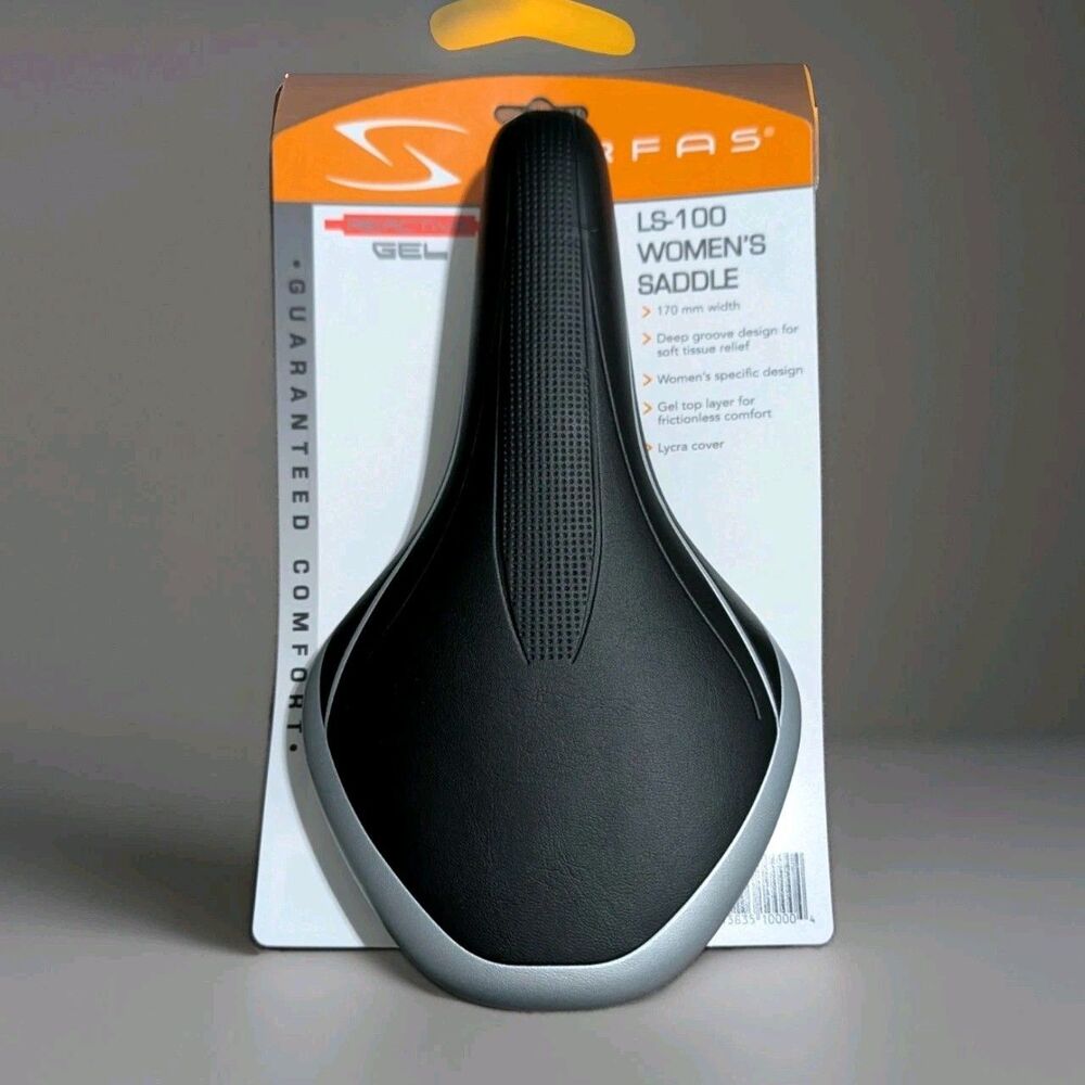 Serfas LS-100 Reactive Gel Womens Bicycle Saddle Seat Black Lycra NWT Comfort